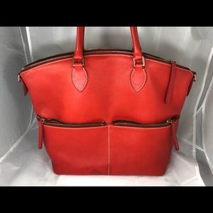 Red leather Dooney & Bourke sample tote